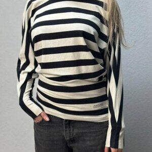 Vintage Jean Paul Gaultier Striped Anchor T-shirt Cropped Women Size L fits M
